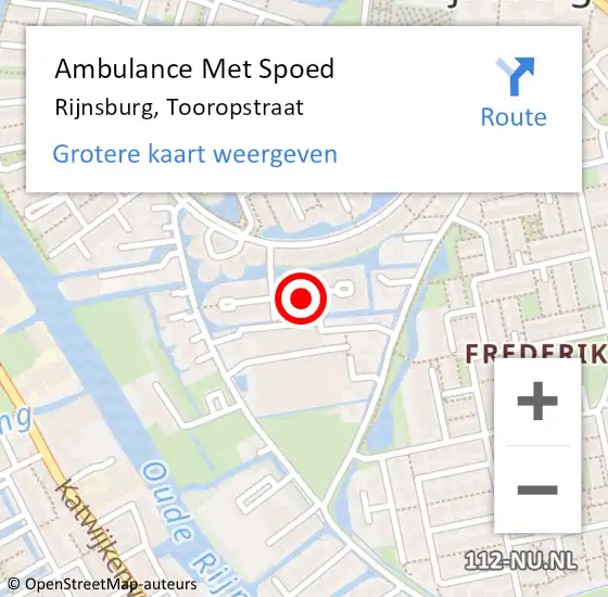 Locatie op kaart van de 112 melding: Ambulance Met Spoed Naar Rijnsburg, Tooropstraat op 20 november 2023 19:21