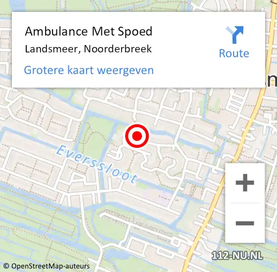 Locatie op kaart van de 112 melding: Ambulance Met Spoed Naar Landsmeer, Noorderbreek op 20 november 2023 19:27