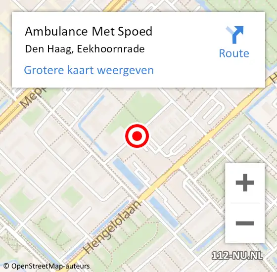 Locatie op kaart van de 112 melding: Ambulance Met Spoed Naar Den Haag, Eekhoornrade op 20 november 2023 19:37