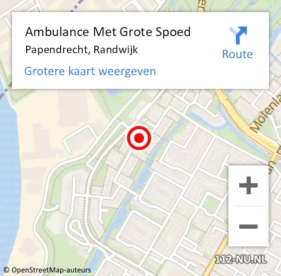 Locatie op kaart van de 112 melding: Ambulance Met Grote Spoed Naar Papendrecht, Randwijk op 20 november 2023 19:38