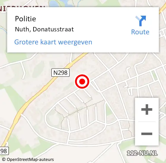 Locatie op kaart van de 112 melding: Politie Nuth, Donatusstraat op 20 november 2023 19:45