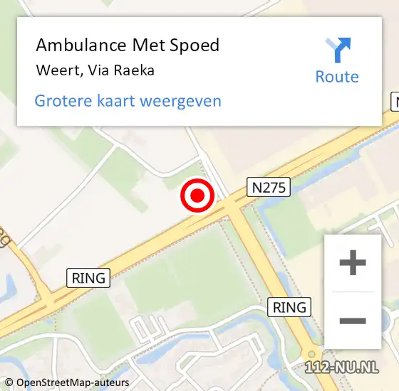 Locatie op kaart van de 112 melding: Ambulance Met Spoed Naar Weert, Via Raeka op 20 november 2023 20:03