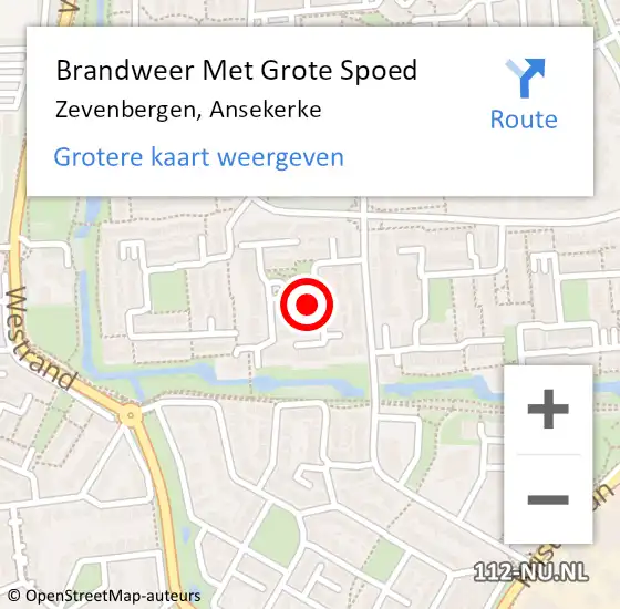 Locatie op kaart van de 112 melding: Brandweer Met Grote Spoed Naar Zevenbergen, Ansekerke op 20 november 2023 20:12