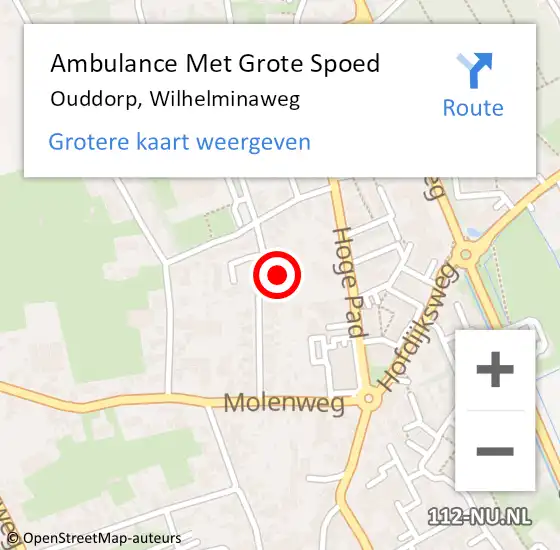Locatie op kaart van de 112 melding: Ambulance Met Grote Spoed Naar Ouddorp, Wilhelminaweg op 20 november 2023 20:50