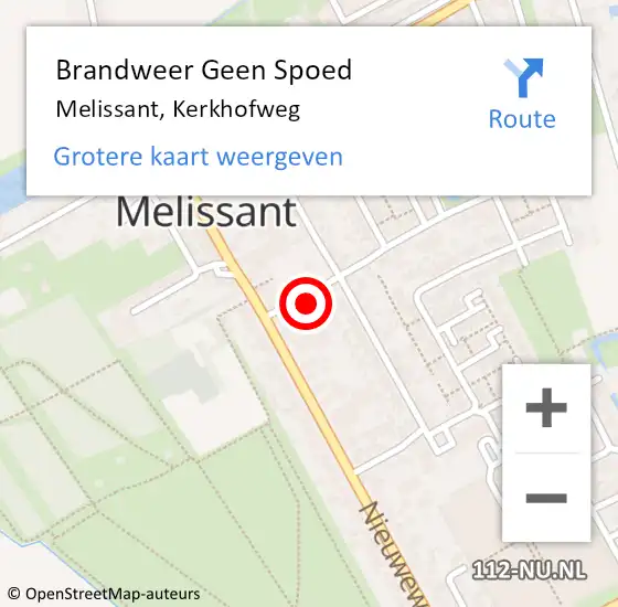 Locatie op kaart van de 112 melding: Brandweer Geen Spoed Naar Melissant, Kerkhofweg op 20 november 2023 21:02