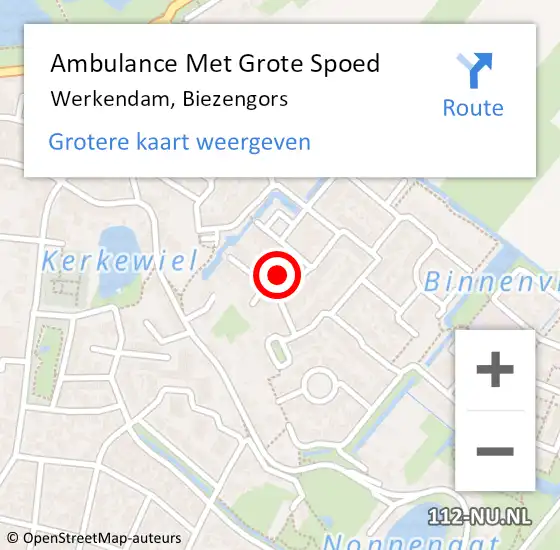 Locatie op kaart van de 112 melding: Ambulance Met Grote Spoed Naar Werkendam, Biezengors op 20 november 2023 21:03