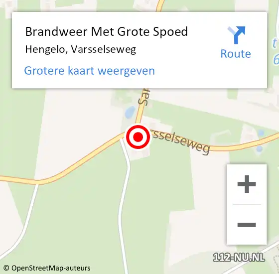 Locatie op kaart van de 112 melding: Brandweer Met Grote Spoed Naar Hengelo, Varsselseweg op 20 november 2023 21:04