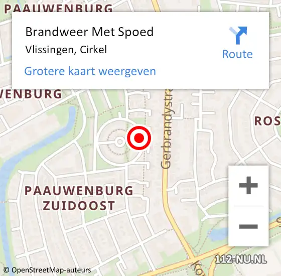 Locatie op kaart van de 112 melding: Brandweer Met Spoed Naar Vlissingen, Cirkel op 16 september 2014 02:16