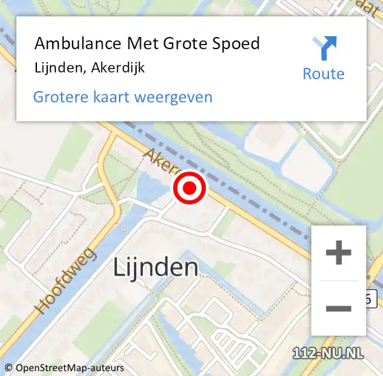 Locatie op kaart van de 112 melding: Ambulance Met Grote Spoed Naar Lijnden, Akerdijk op 20 november 2023 21:12