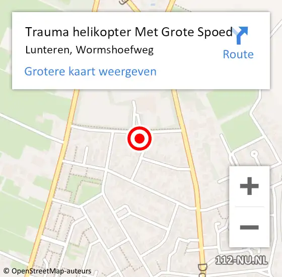 Locatie op kaart van de 112 melding: Trauma helikopter Met Grote Spoed Naar Lunteren, Wormshoefweg op 20 november 2023 21:28