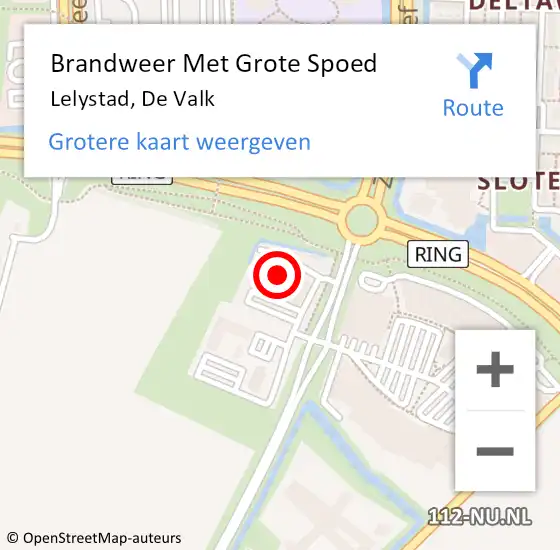 Locatie op kaart van de 112 melding: Brandweer Met Grote Spoed Naar Lelystad, De Valk op 20 november 2023 21:31