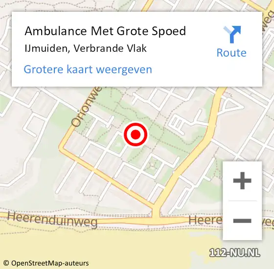Locatie op kaart van de 112 melding: Ambulance Met Grote Spoed Naar IJmuiden, Verbrande Vlak op 20 november 2023 21:41