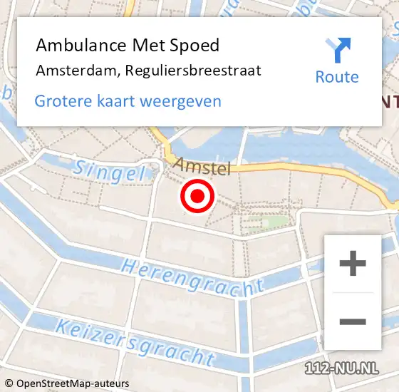 Locatie op kaart van de 112 melding: Ambulance Met Spoed Naar Amsterdam, Reguliersbreestraat op 20 november 2023 22:54