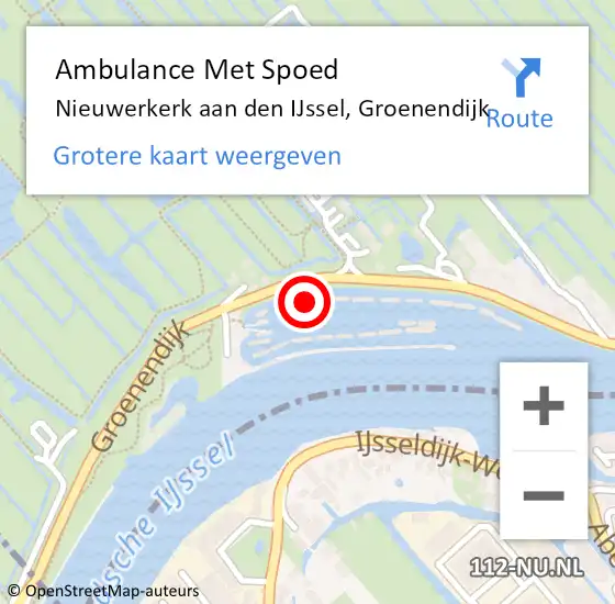 Locatie op kaart van de 112 melding: Ambulance Met Spoed Naar Nieuwerkerk aan den IJssel, Groenendijk op 20 november 2023 23:27