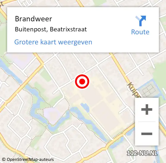 Locatie op kaart van de 112 melding: Brandweer Buitenpost, Beatrixstraat op 21 november 2023 02:36