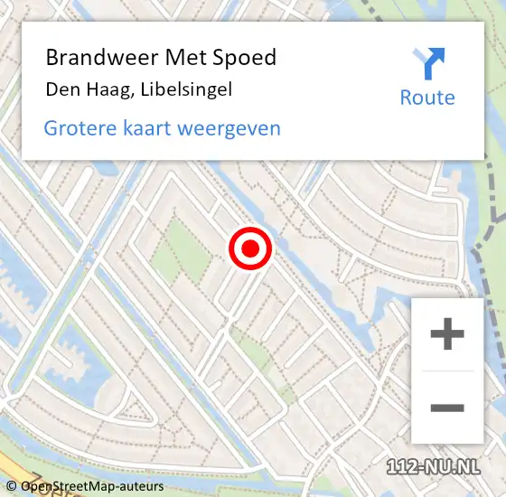 Locatie op kaart van de 112 melding: Brandweer Met Spoed Naar Den Haag, Libelsingel op 21 november 2023 03:22