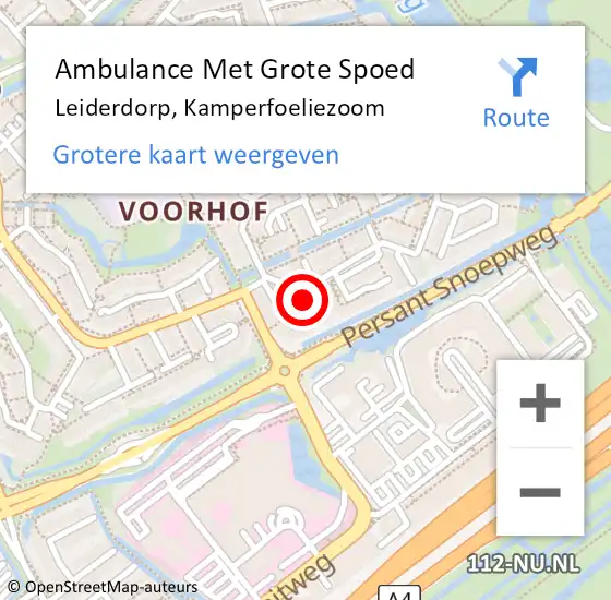 Locatie op kaart van de 112 melding: Ambulance Met Grote Spoed Naar Leiderdorp, Kamperfoeliezoom op 21 november 2023 03:39