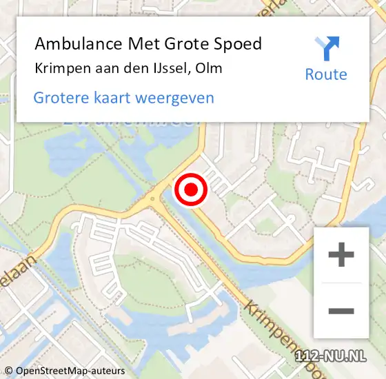 Locatie op kaart van de 112 melding: Ambulance Met Grote Spoed Naar Krimpen aan den IJssel, Olm op 21 november 2023 04:48
