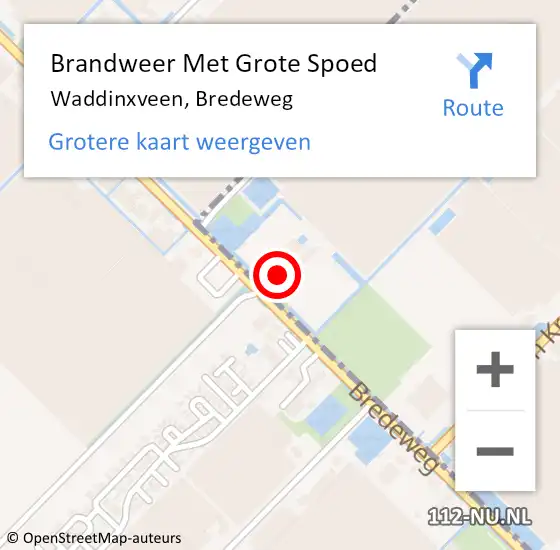 Locatie op kaart van de 112 melding: Brandweer Met Grote Spoed Naar Waddinxveen, Bredeweg op 16 september 2014 03:47