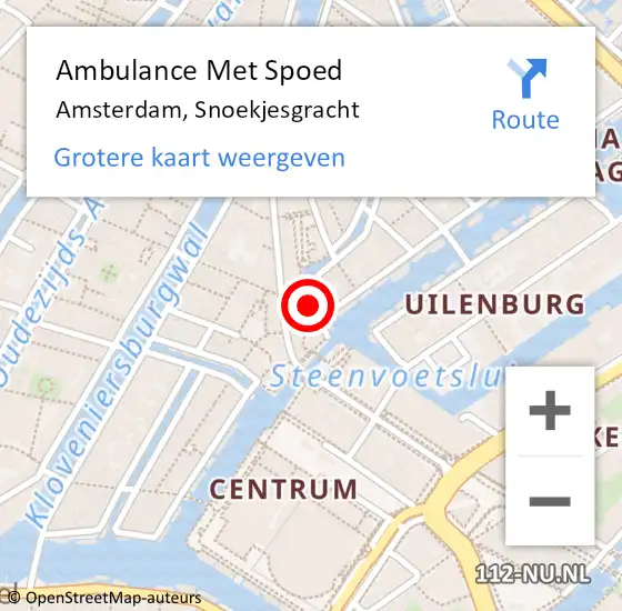 Locatie op kaart van de 112 melding: Ambulance Met Spoed Naar Amsterdam, Snoekjesgracht op 21 november 2023 05:25