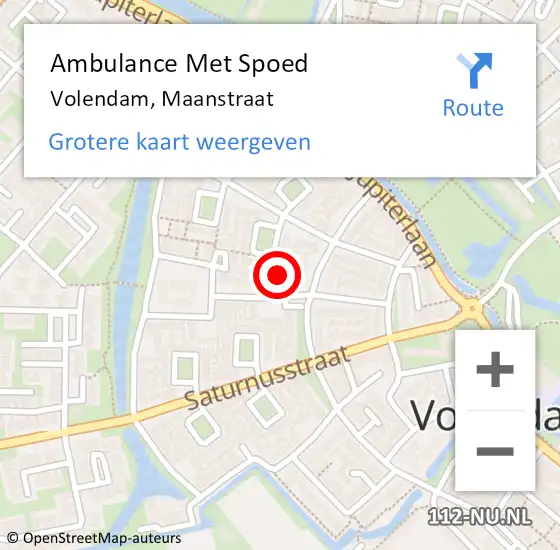 Locatie op kaart van de 112 melding: Ambulance Met Spoed Naar Volendam, Maanstraat op 21 november 2023 06:39