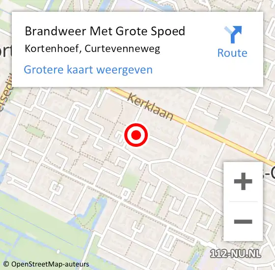 Locatie op kaart van de 112 melding: Brandweer Met Grote Spoed Naar Kortenhoef, Curtevenneweg op 21 november 2023 06:57