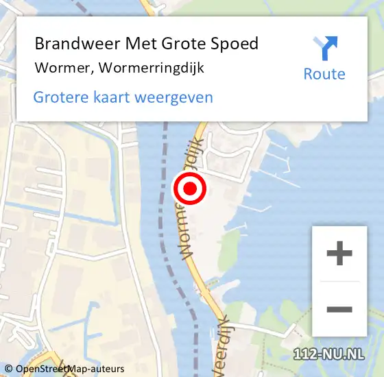 Locatie op kaart van de 112 melding: Brandweer Met Grote Spoed Naar Wormer, Wormerringdijk op 21 november 2023 07:01