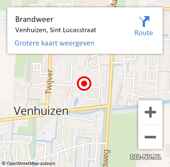 Locatie op kaart van de 112 melding: Brandweer Venhuizen, Sint Lucasstraat op 21 november 2023 07:07