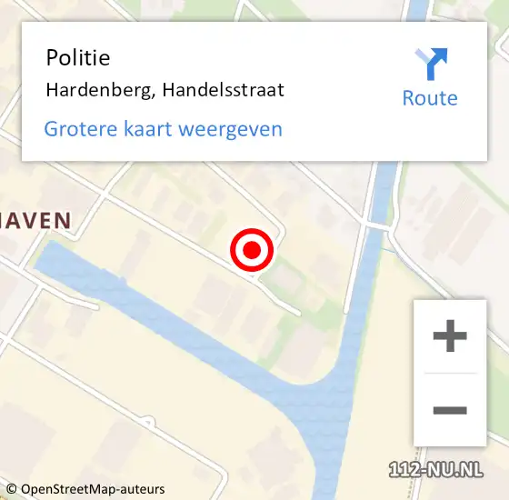 Locatie op kaart van de 112 melding: Politie Hardenberg, Handelsstraat op 21 november 2023 07:21