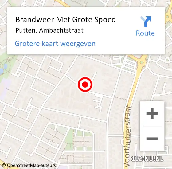 Locatie op kaart van de 112 melding: Brandweer Met Grote Spoed Naar Putten, Ambachtstraat op 16 september 2014 04:31