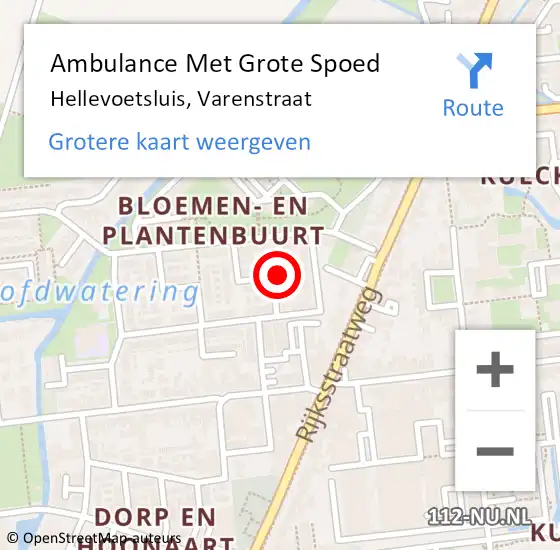 Locatie op kaart van de 112 melding: Ambulance Met Grote Spoed Naar Hellevoetsluis, Varenstraat op 21 november 2023 08:02