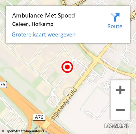 Locatie op kaart van de 112 melding: Ambulance Met Spoed Naar Geleen, Hofkamp op 21 november 2023 08:08