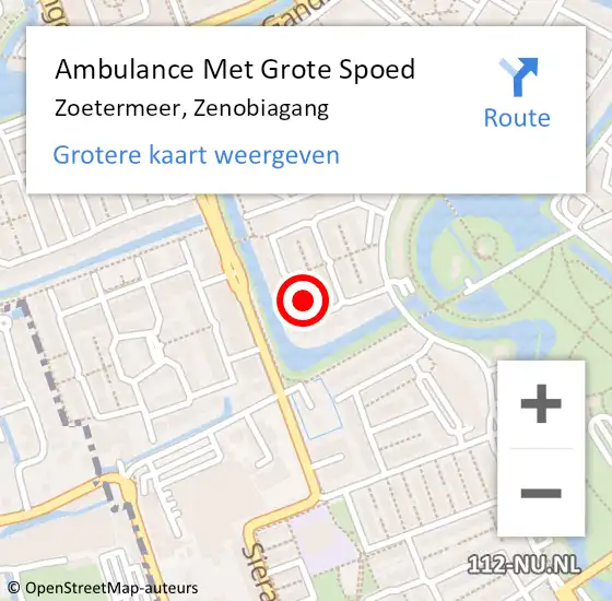 Locatie op kaart van de 112 melding: Ambulance Met Grote Spoed Naar Zoetermeer, Zenobiagang op 21 november 2023 08:10