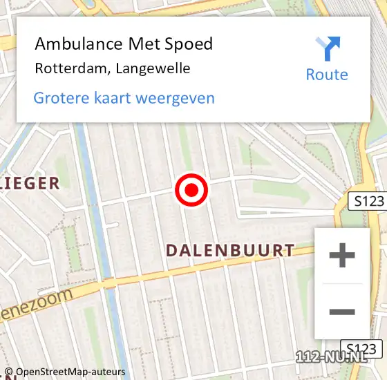 Locatie op kaart van de 112 melding: Ambulance Met Spoed Naar Rotterdam, Langewelle op 21 november 2023 08:14