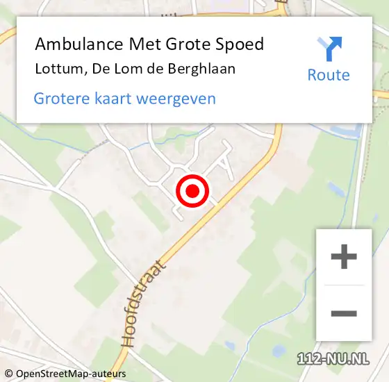 Locatie op kaart van de 112 melding: Ambulance Met Grote Spoed Naar Lottum, De Lom de Berghlaan op 16 september 2014 04:55