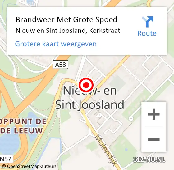 Locatie op kaart van de 112 melding: Brandweer Met Grote Spoed Naar Nieuw en Sint Joosland, Kerkstraat op 21 november 2023 08:24