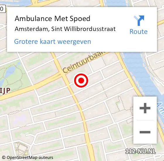 Locatie op kaart van de 112 melding: Ambulance Met Spoed Naar Amsterdam, Sint Willibrordusstraat op 21 november 2023 08:25