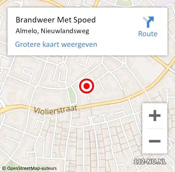 Locatie op kaart van de 112 melding: Brandweer Met Spoed Naar Almelo, Nieuwlandsweg op 21 november 2023 08:36