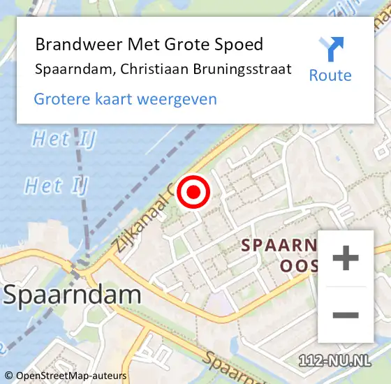 Locatie op kaart van de 112 melding: Brandweer Met Grote Spoed Naar Spaarndam, Christiaan Bruningsstraat op 21 november 2023 08:58