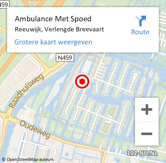 Locatie op kaart van de 112 melding: Ambulance Met Spoed Naar Reeuwijk, Verlengde Breevaart op 21 november 2023 09:04