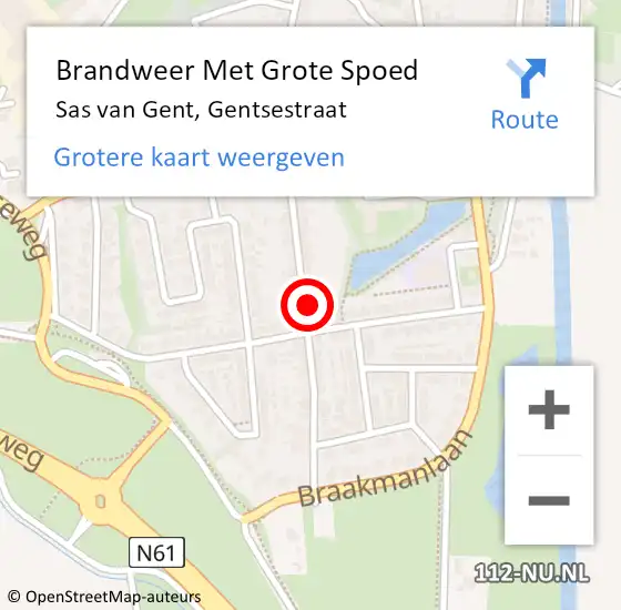 Locatie op kaart van de 112 melding: Brandweer Met Grote Spoed Naar Sas van Gent, Gentsestraat op 21 november 2023 09:23