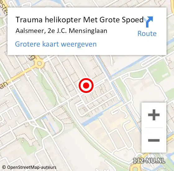 Locatie op kaart van de 112 melding: Trauma helikopter Met Grote Spoed Naar Aalsmeer, 2e J.C. Mensinglaan op 21 november 2023 10:00