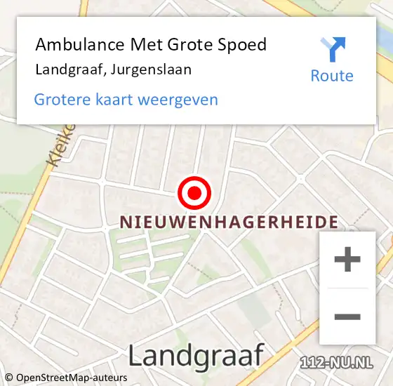 Locatie op kaart van de 112 melding: Ambulance Met Grote Spoed Naar Landgraaf, Jurgenslaan op 16 september 2014 06:07