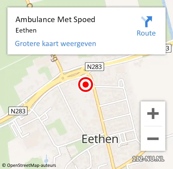 Locatie op kaart van de 112 melding: Ambulance Met Spoed Naar Eethen op 21 november 2023 10:10