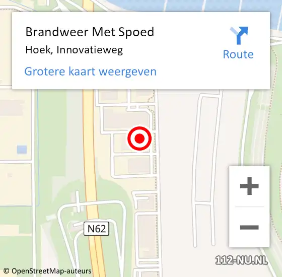 Locatie op kaart van de 112 melding: Brandweer Met Spoed Naar Hoek, Innovatieweg op 21 november 2023 10:23