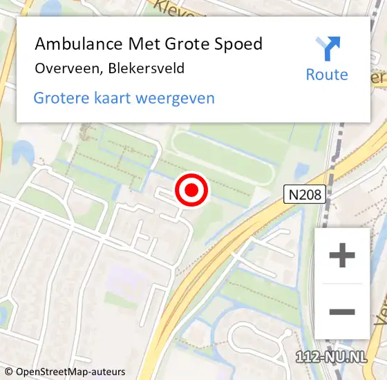 Locatie op kaart van de 112 melding: Ambulance Met Grote Spoed Naar Overveen, Blekersveld op 21 november 2023 10:32