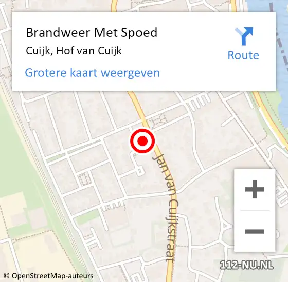 Locatie op kaart van de 112 melding: Brandweer Met Spoed Naar Cuijk, Hof van Cuijk op 21 november 2023 10:35