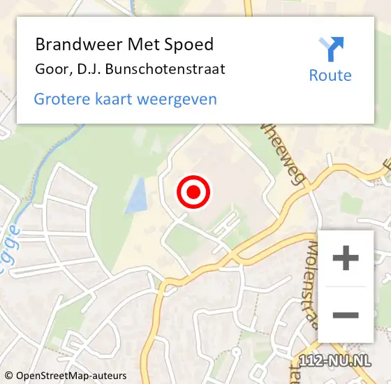 Locatie op kaart van de 112 melding: Brandweer Met Spoed Naar Goor, D.J. Bunschotenstraat op 21 november 2023 10:46