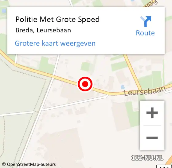 Locatie op kaart van de 112 melding: Politie Met Grote Spoed Naar Breda, Leursebaan op 21 november 2023 10:53