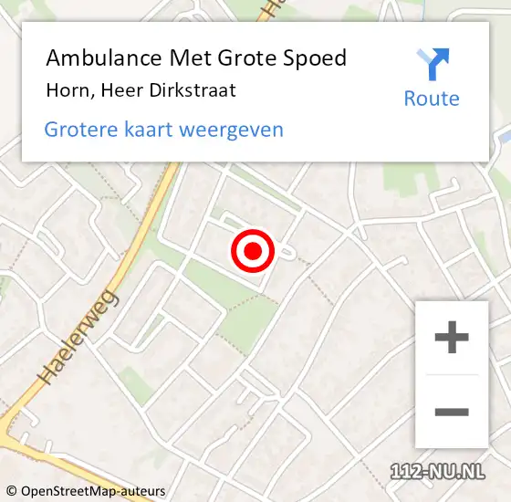 Locatie op kaart van de 112 melding: Ambulance Met Grote Spoed Naar Horn, Heer Dirkstraat op 16 september 2014 06:32